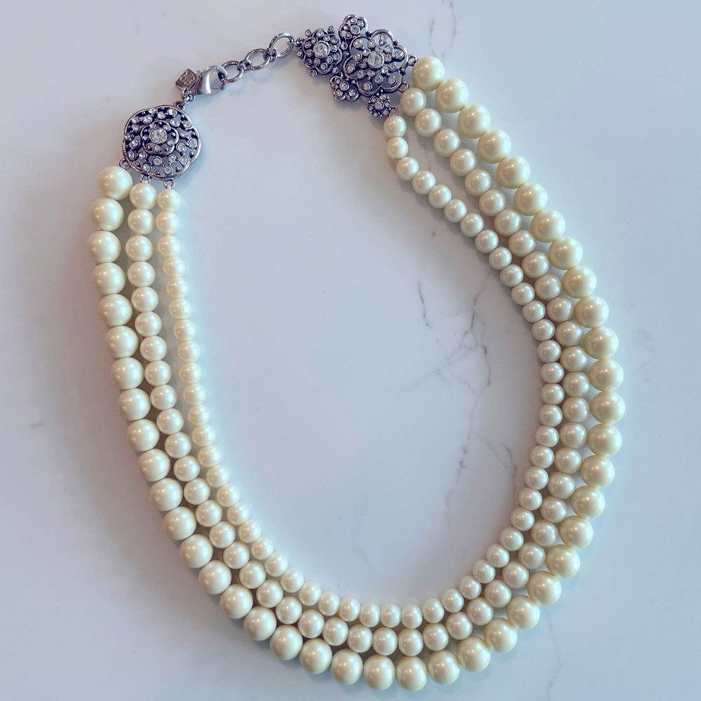Anthropologie Pearl Bead and Rhinestone Necklace